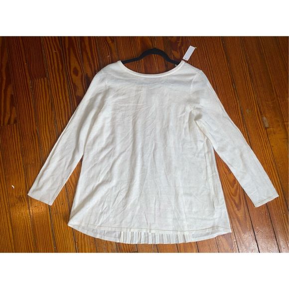 SOFT SURROUNDINGS Pleated Ecru Ivory Reserva Sweater Tunic, Size Medium, MP $90 - Picture 4 of 11